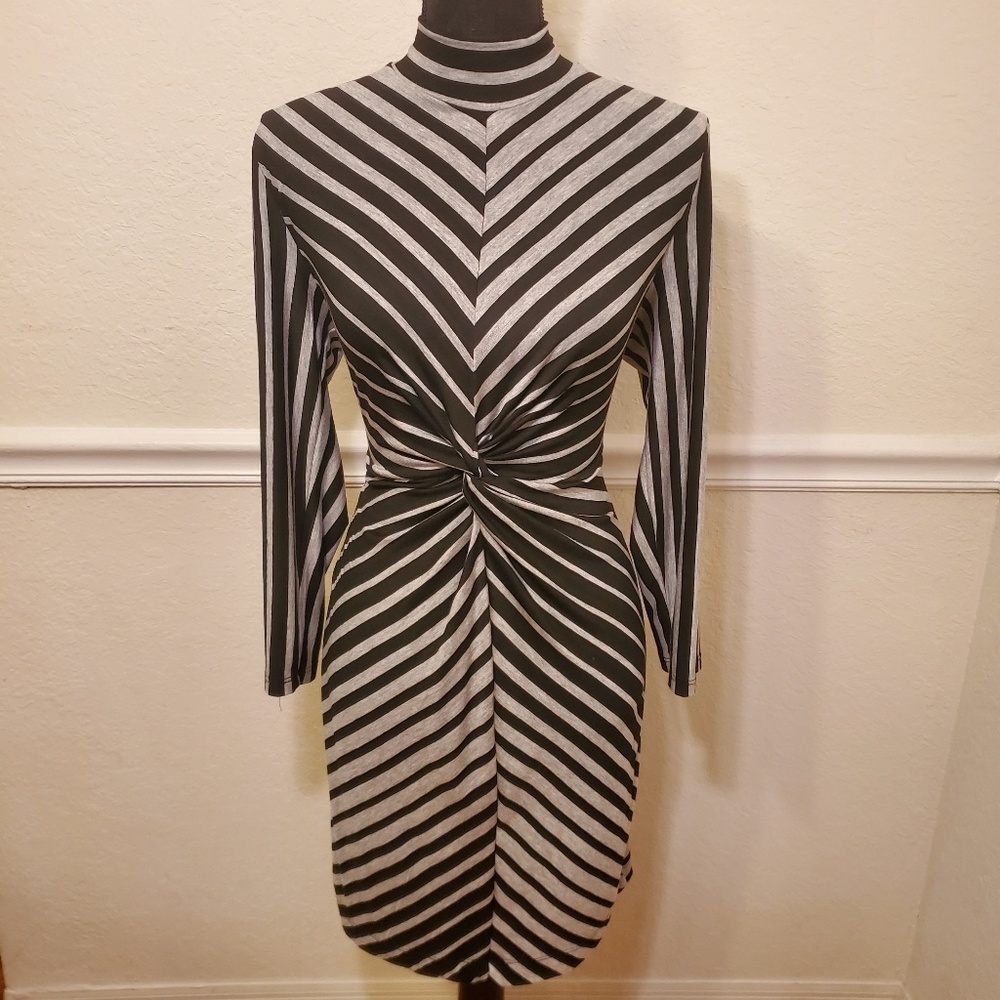 Stilletos Black & Grey Dress with twist front